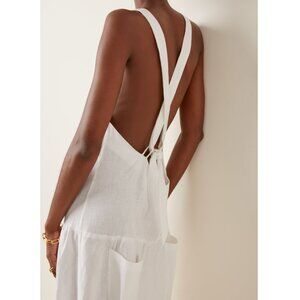 Matin Linen Apron Maxi Dress in White